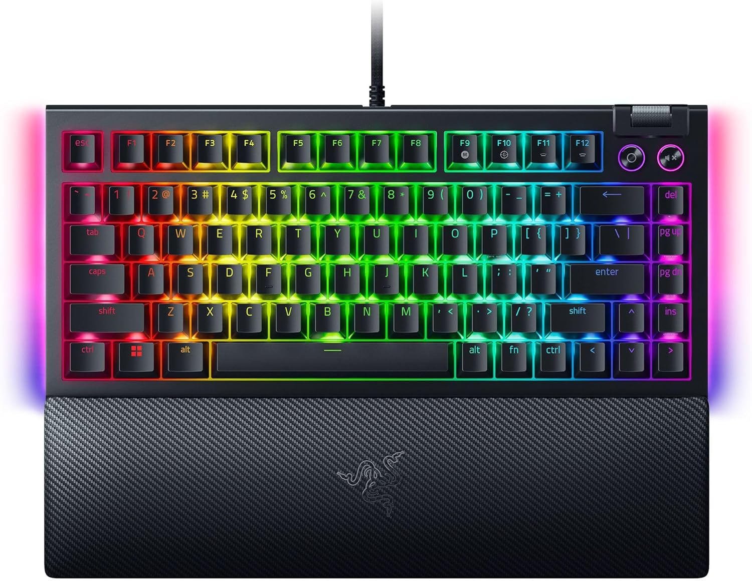 Razer BlackWidow V4 75% Mechanical Hot-swappable Compact & Durable Chroma MF Roller & Media Keys Wrist Rest Orange Tactile Switches - Black Razer BlackWidow V4 75% Mechanical Hot-swappable Compact & Durable Chroma MF Roller & Media Keys Wrist Rest Orange Tactile Switches - Black
